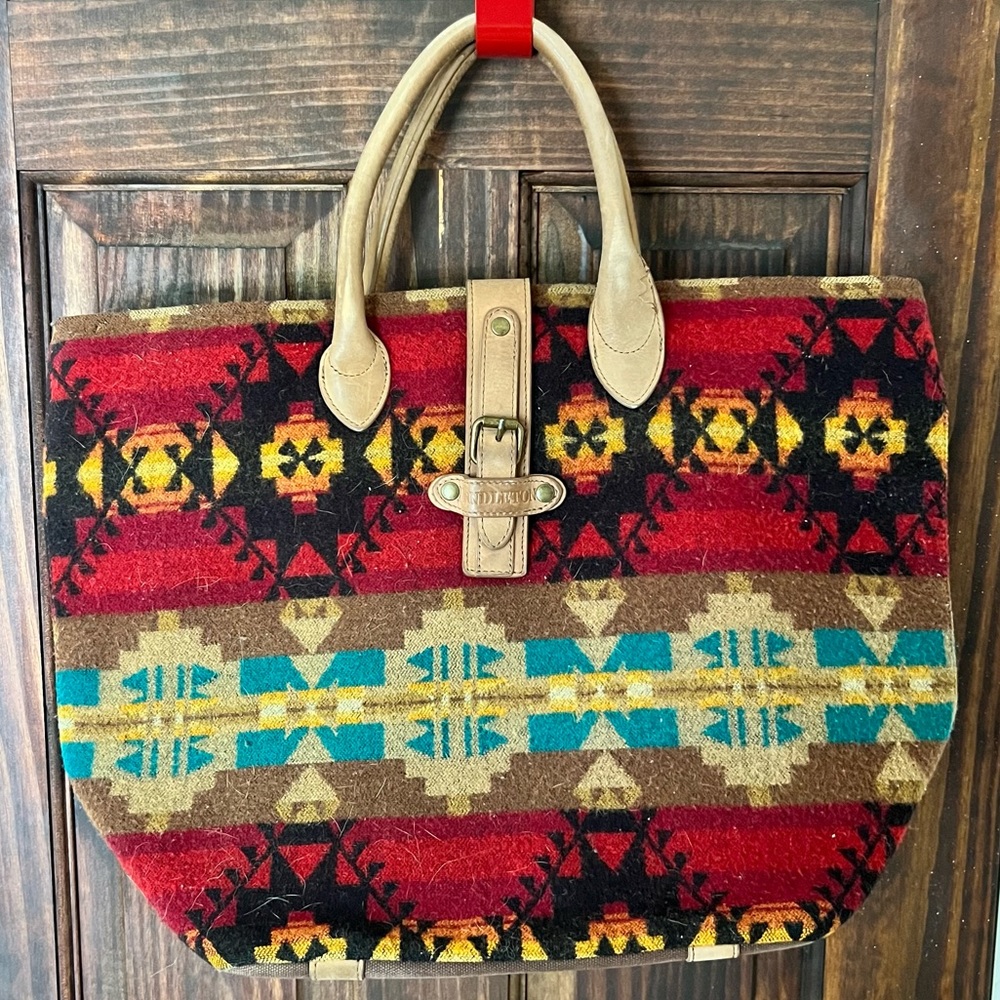 Pendleton genuine wool and leather tote bag